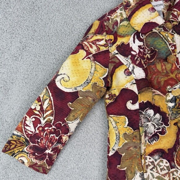 Chico's Blazer Jacket Womens Size Small/6 Silk Blend Textured Paisley Print - Picture 5 of 13